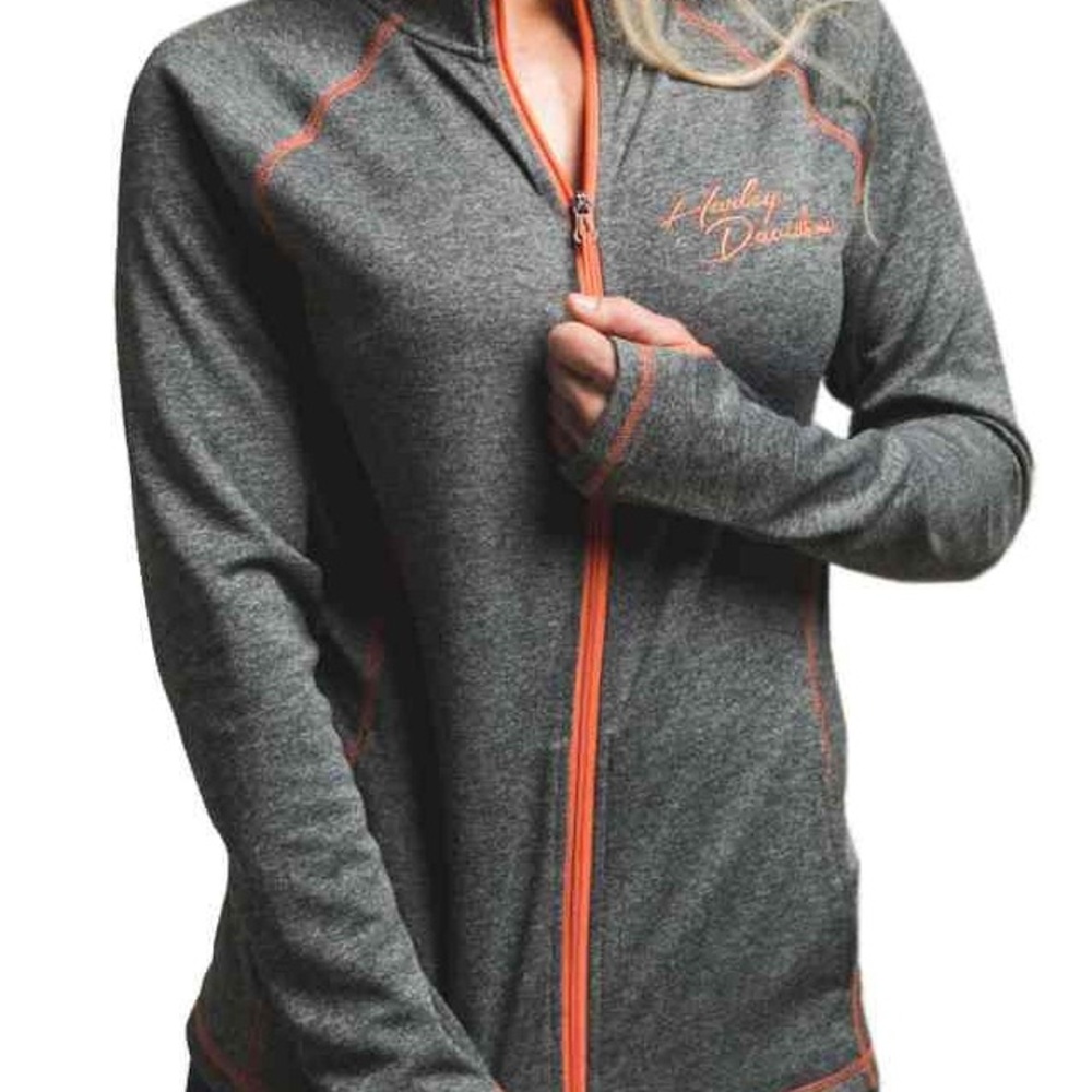 Harley-Davidson Women's Charcoal Jacket with Orange Trim